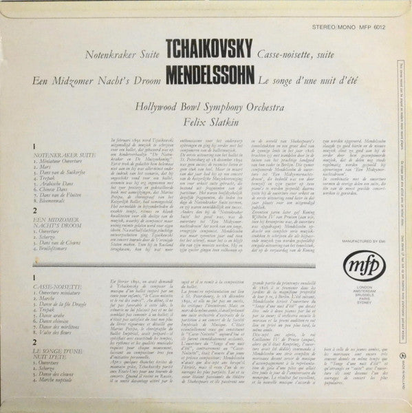 The Hollywood Bowl Symphony Orchestra, Felix Slatkin : Tchaikovsky: Nutcracker Suite, Mendelssohn: A Midsummer Night's Dream (LP)