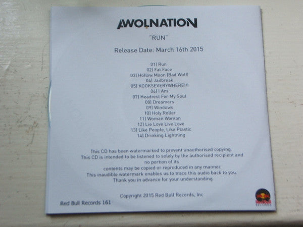 Awolnation : Run (CDr, Album, Copy Prot., Num, Promo)