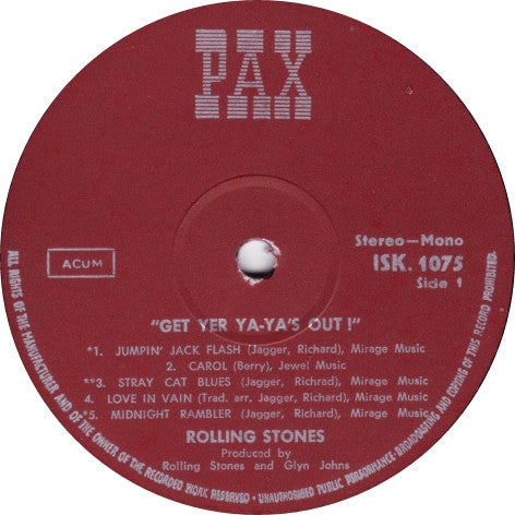 The Rolling Stones : Get Yer Ya-Ya's Out! - The Rolling Stones In Concert (LP, Album)