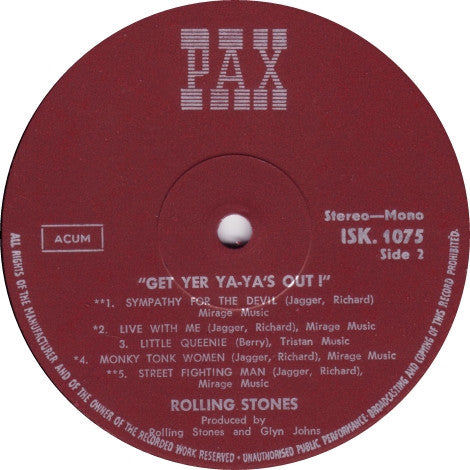 The Rolling Stones : Get Yer Ya-Ya's Out! - The Rolling Stones In Concert (LP, Album)
