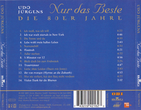 Udo Jürgens : Nur Das Beste (Die 80er Jahre 1981 - 1989) (CD, Comp)