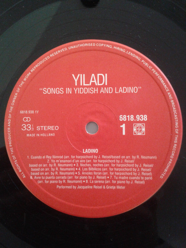 Jacqueline Reisel, Grietje Meter : Songs In Yiddish And Ladino (LP)