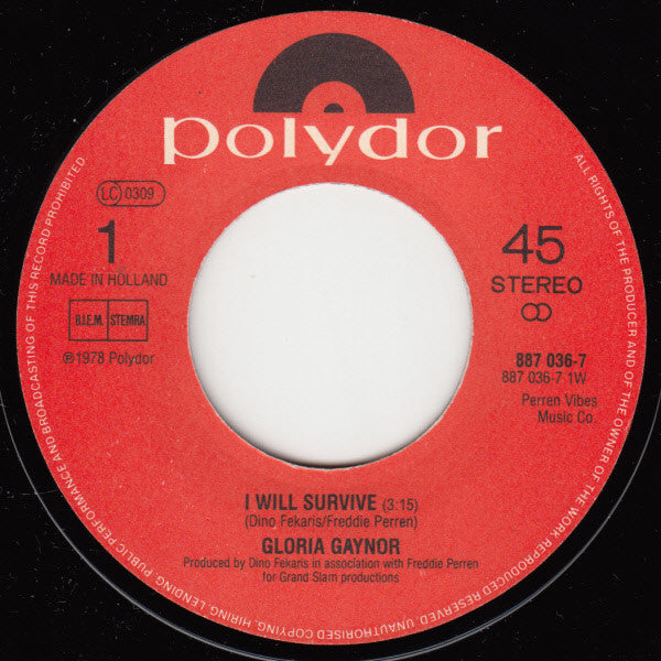 Gloria Gaynor : I Will Survive / Never Can Say Goodbye (7", Single, RE)