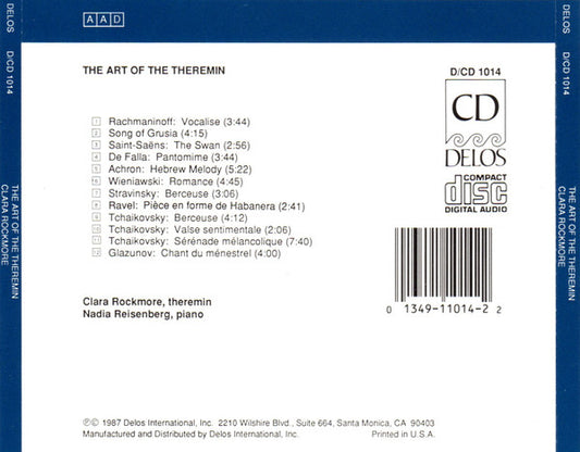 Clara Rockmore : The Art Of The Theremin (CD, Album, RE)