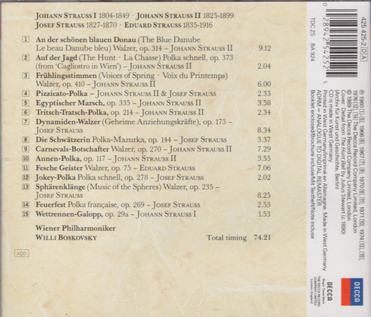 Wiener Philharmoniker, Willi Boskovsky : Strauss Gala I (An Der Schönen Blauen Donau - The Blue Danube - Le Beau Danube Blue) (CD, Comp, RM)
