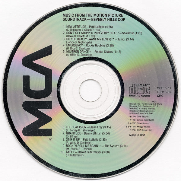 Various : Music From The Motion Picture Soundtrack - Beverly Hills Cop (CD, Album, Club, Col)