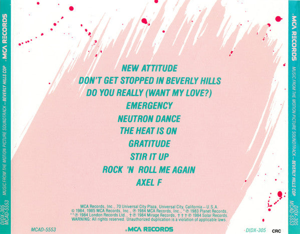 Various : Music From The Motion Picture Soundtrack - Beverly Hills Cop (CD, Album, Club, Col)