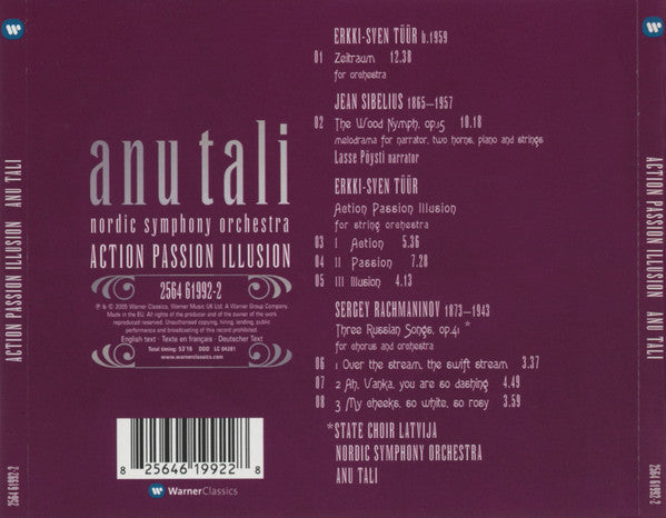 Anu Tali, Nordic Symphony Orchestra / Erkki-Sven Tüür, Sergei Rachmaninoff, Jean Sibelius : Action Passion Illusion (CD, Album)