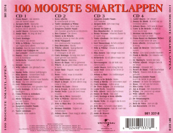 Various : 100 Mooiste Smartlappen (4xCD, Comp)