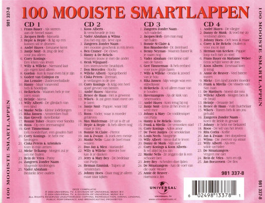 Various : 100 Mooiste Smartlappen (4xCD, Comp)