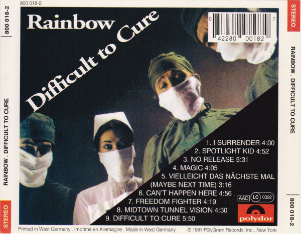 Rainbow : Difficult To Cure (CD, Album, RE)