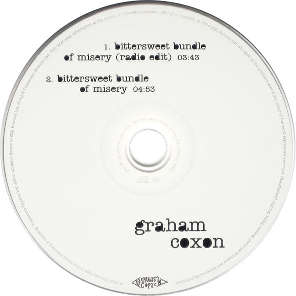 Graham Coxon : Bittersweet Bundle Of Misery (CD, Single, Promo)