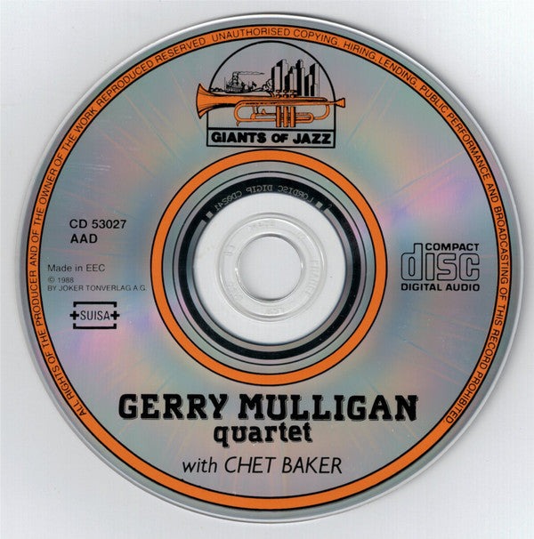 Gerry Mulligan Quartet With Chet Baker : Gerry Mulligan Quartet With Chet Baker (CD, Comp, RE)