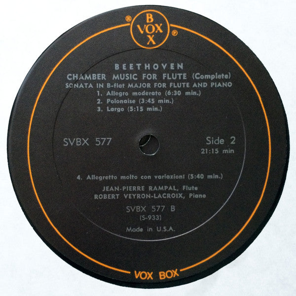 Ludwig van Beethoven, Jean-Pierre Rampal, Alain Marion, Christian Lardé, Paul Hongne, Robert Veyron-Lacroix : Chamber Music For Flute (Complete) (3xLP + Box)