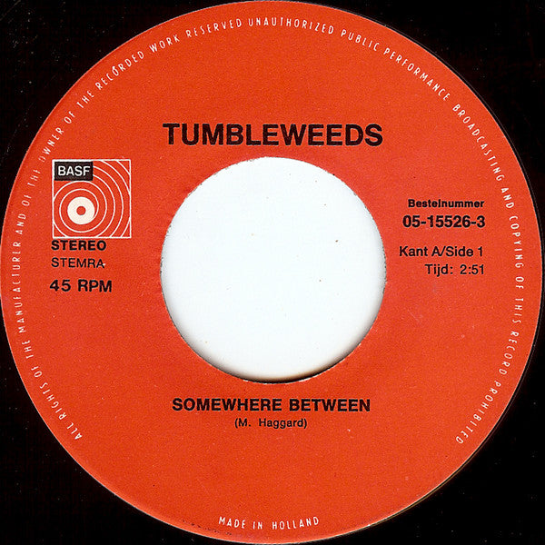 The Tumbleweeds : Somewhere Between (7", Single)