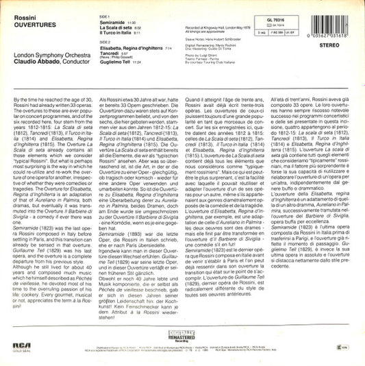 Claudio Abbado Conducts London Symphony Orchestra : Rossini Overtures (LP, RM)
