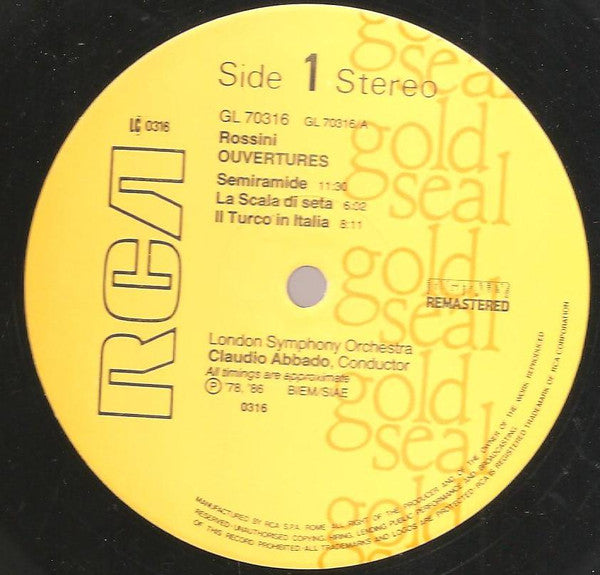 Claudio Abbado Conducts London Symphony Orchestra : Rossini Overtures (LP, RM)