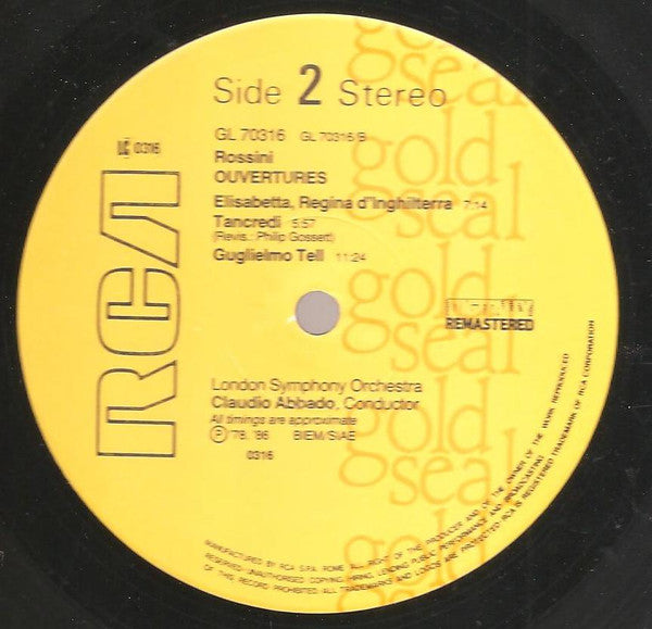 Claudio Abbado Conducts London Symphony Orchestra : Rossini Overtures (LP, RM)
