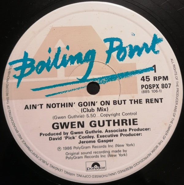 Gwen Guthrie : Ain't Nothin' Goin' On But The Rent (12", Single, Com)