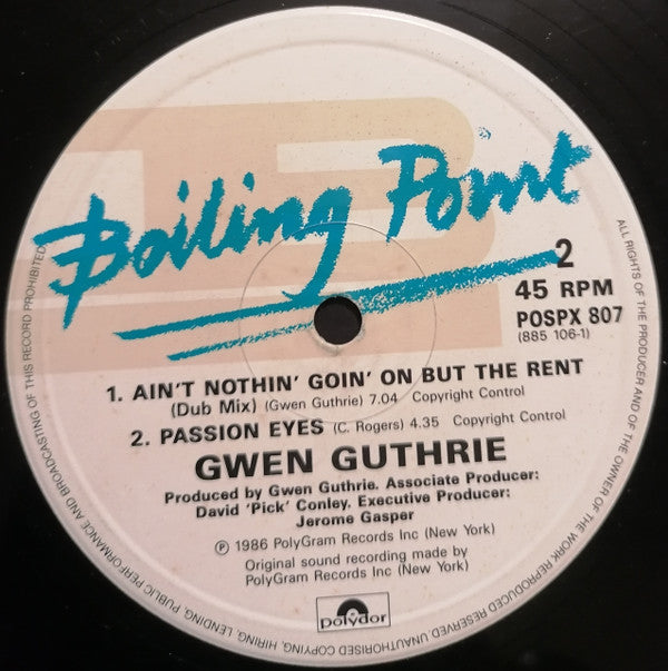 Gwen Guthrie : Ain't Nothin' Goin' On But The Rent (12", Single, Com)