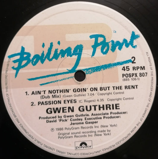 Gwen Guthrie : Ain't Nothin' Goin' On But The Rent (12", Single, Com)