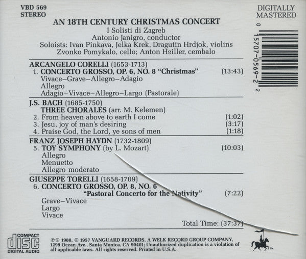 Zagrebački Solisti : An 18th Century Christmas Concert (CD, Album, RE)