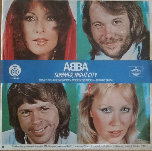 ABBA : Summer Night City (7", Single, Blu)