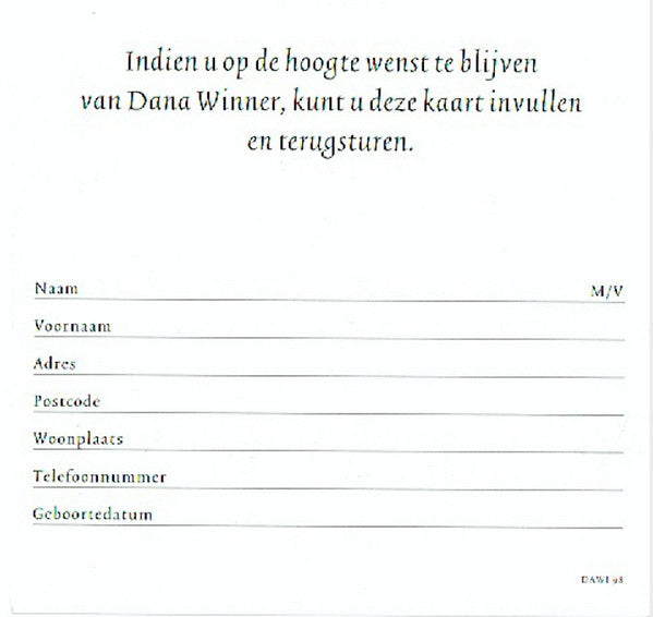 Dana Winner : Geef Me Je Droom (CD, Single)