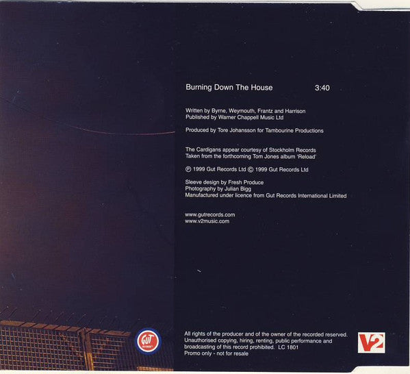 Tom Jones And The Cardigans : Burning Down The House (CD, Single, Promo)