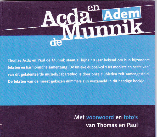 Acda en de Munnik : Adem / Het Mooiste En Het Beste Van Acda En De Munnik (2xCD, Comp)
