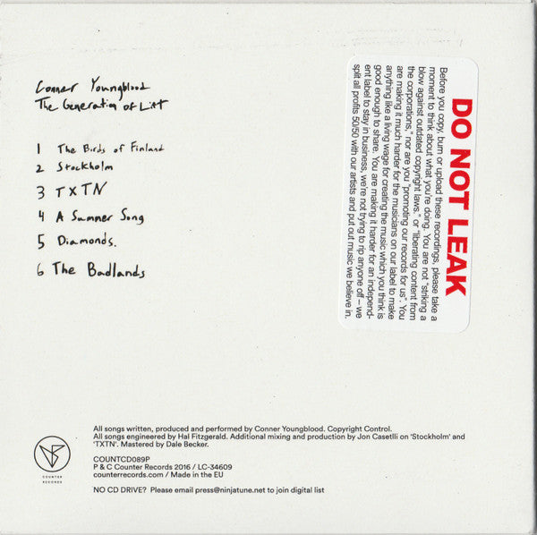 Conner Youngblood : The Generation Of Lift (CDr, EP, Promo)