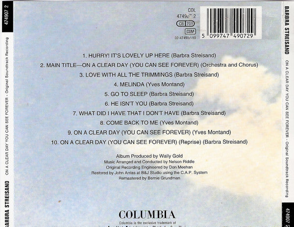 Barbra Streisand, Yves Montand : On A Clear Day You Can See Forever (CD, Album, RE, RM)