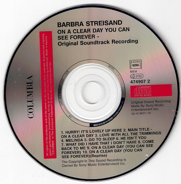 Barbra Streisand, Yves Montand : On A Clear Day You Can See Forever (CD, Album, RE, RM)