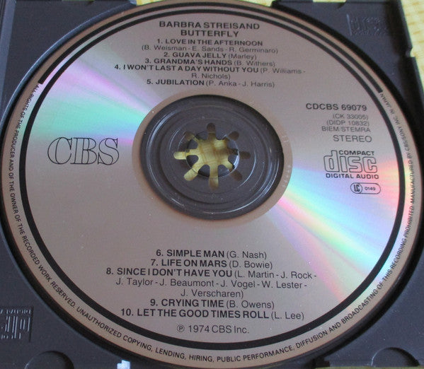 Barbra Streisand : ButterFly (CD, Album, RE)