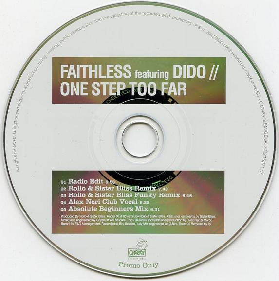 Faithless Featuring Dido : One Step Too Far (CD, Single, Promo)