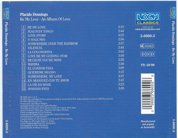 Placido Domingo : Be My Love... (An Album Of Love) (CD, Album)