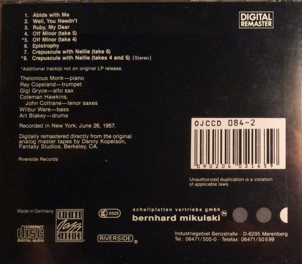 Thelonious Monk Septet : Monk's Music (CD, Album, RM)