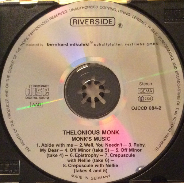Thelonious Monk Septet : Monk's Music (CD, Album, RM)