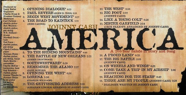 Johnny Cash : America (A 200-Year Salute In Story And Song) (CD, Album, RE)