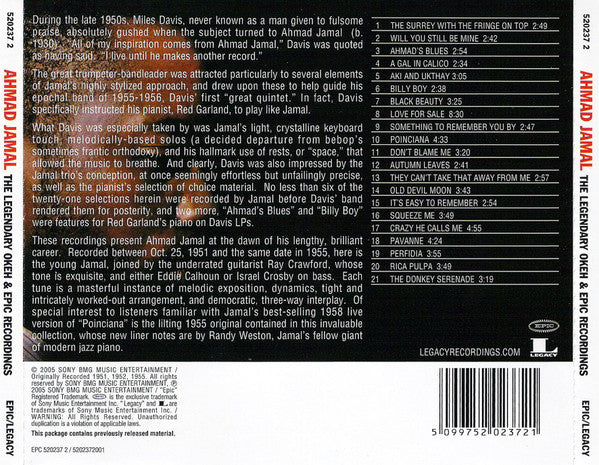 Ahmad Jamal : The Legendary OKeh & Epic Recordings (CD, Comp)