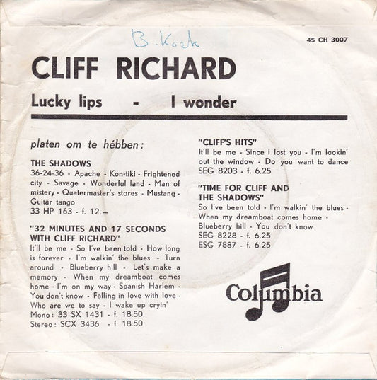 Cliff Richard : Lucky Lips (7", Single)
