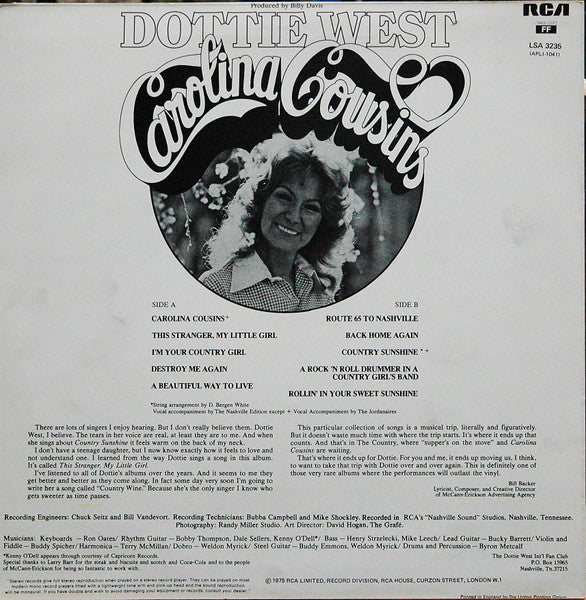 Dottie West : Carolina Cousins (LP, Album)