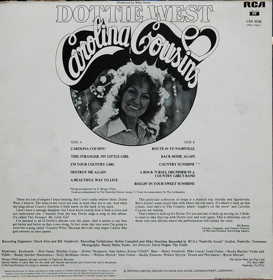 Dottie West : Carolina Cousins (LP, Album)