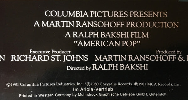 Various : Music From The Original Motion Picture Soundtrack American Pop (LP, Comp)