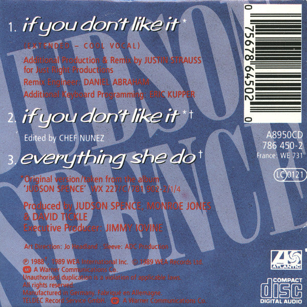 Judson Spence : If You Don't Like It (CD, Mini, Maxi)