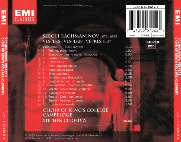 Sergei Rachmaninoff / The King's College Choir Of Cambridge, Stephen Cleobury : Vespers (CD)