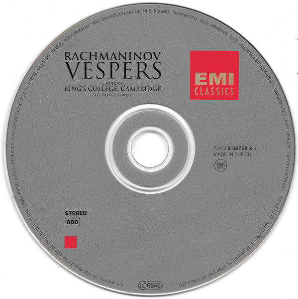 Sergei Rachmaninoff / The King's College Choir Of Cambridge, Stephen Cleobury : Vespers (CD)