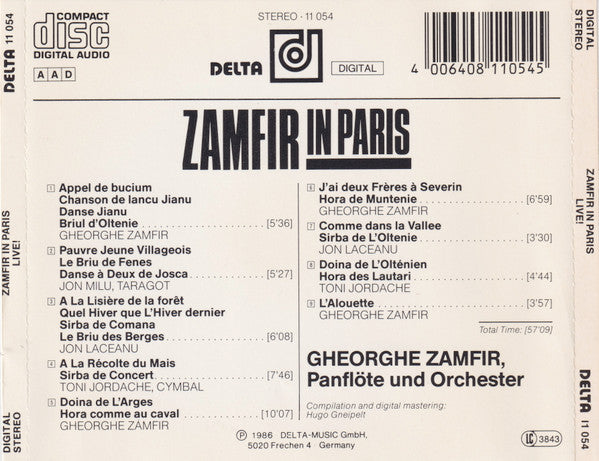Gheorghe Zamfir : Zamfir In Paris - Live! (CD, Album)