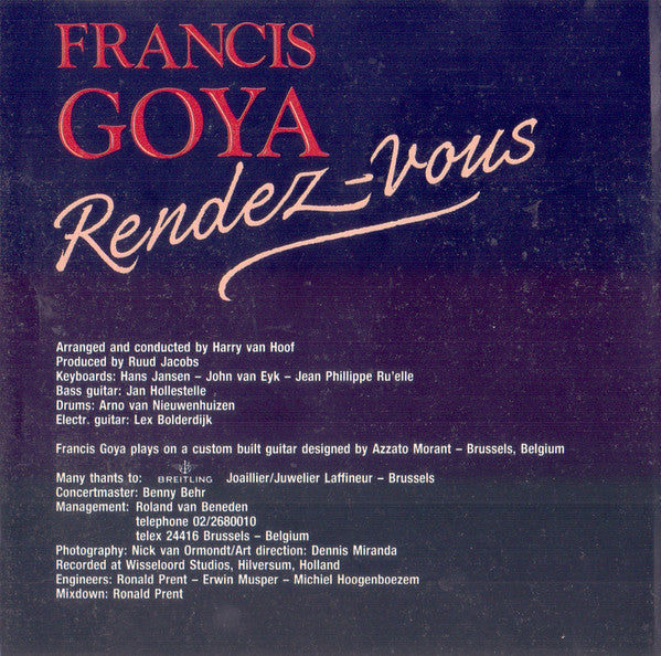 Francis Goya : Rendez-Vous (CD, Album)