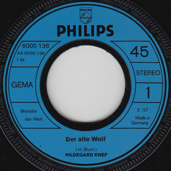 Hildegard Knef : Der Alte Wolf (7", Single)